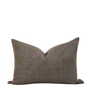 Capa de almofada verde-oliva trançada, almofada listrada verde-escuro, almofada moderna neutra, almofada listrada marrom e bege, almofada de designer taupe tecida à mão