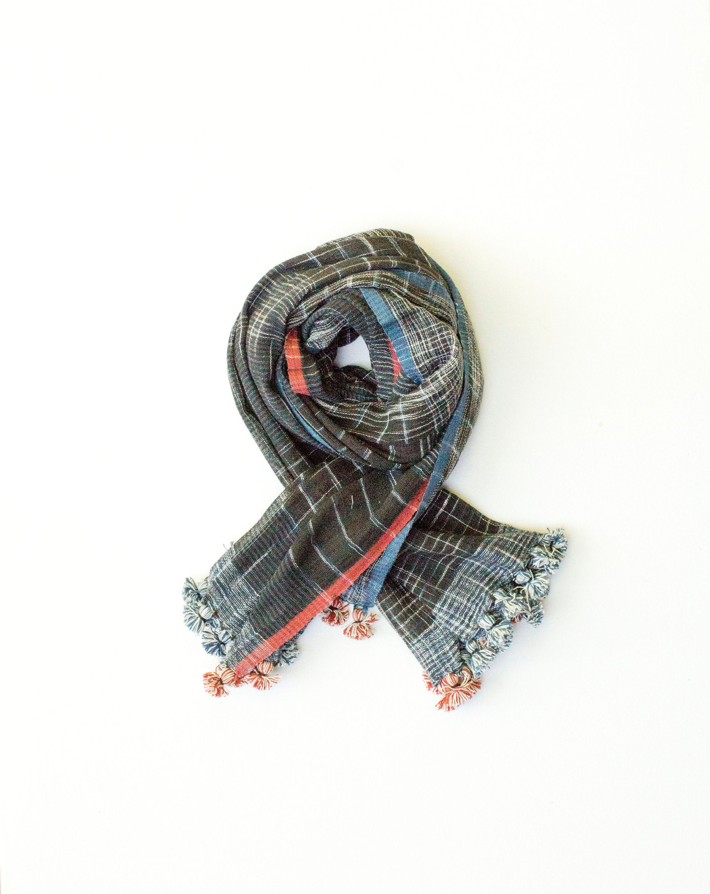 Khadi Cotton Scarves - Indigo & Rust