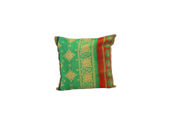 green boho pillow