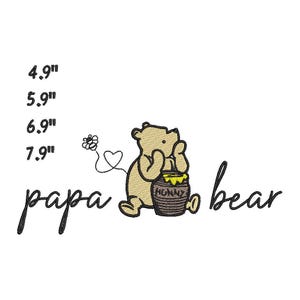 Papa Bear Embroidery design, Instant download, 4 sizes embroidery file