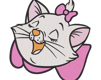 Cat Kitty Marie Machine Embroidery Design, Cat Embroidery Designs, Cute Cat Embroidery Designs, Cat Machine Embroidery Designs