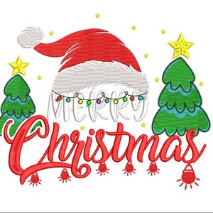 Merry Christmas Machine Embroidery Design: Holiday Embroidery (6 Sizes) (10 Formats)