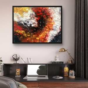 Abstract original painting |Fire painting |Wedding gift|Flame art|Passion valentines painting | Red and beige Expressionism|Texture artwork
