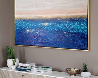 XL Seascape Painting: Golden Hour Sunrise, Coastal Greek Art