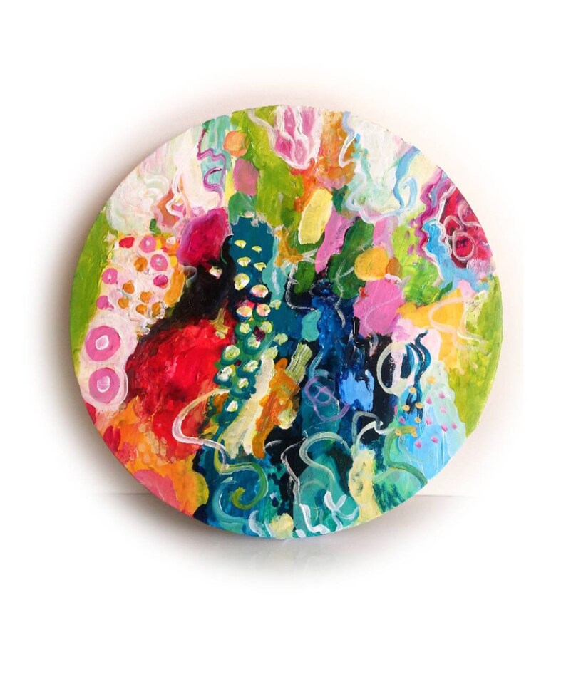 Abstract round painting Botanical painting Flowers | Etsy