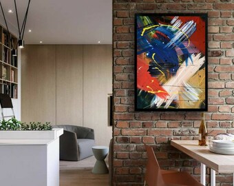 Colorful Abstract Painting: Modern Art on Canvas (23.6x31.5 in)