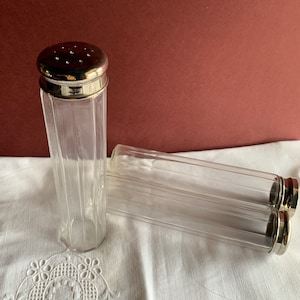 Antique Faceted Glass Vanity Jar. Edwardian Glass Dressing Table Bottle.