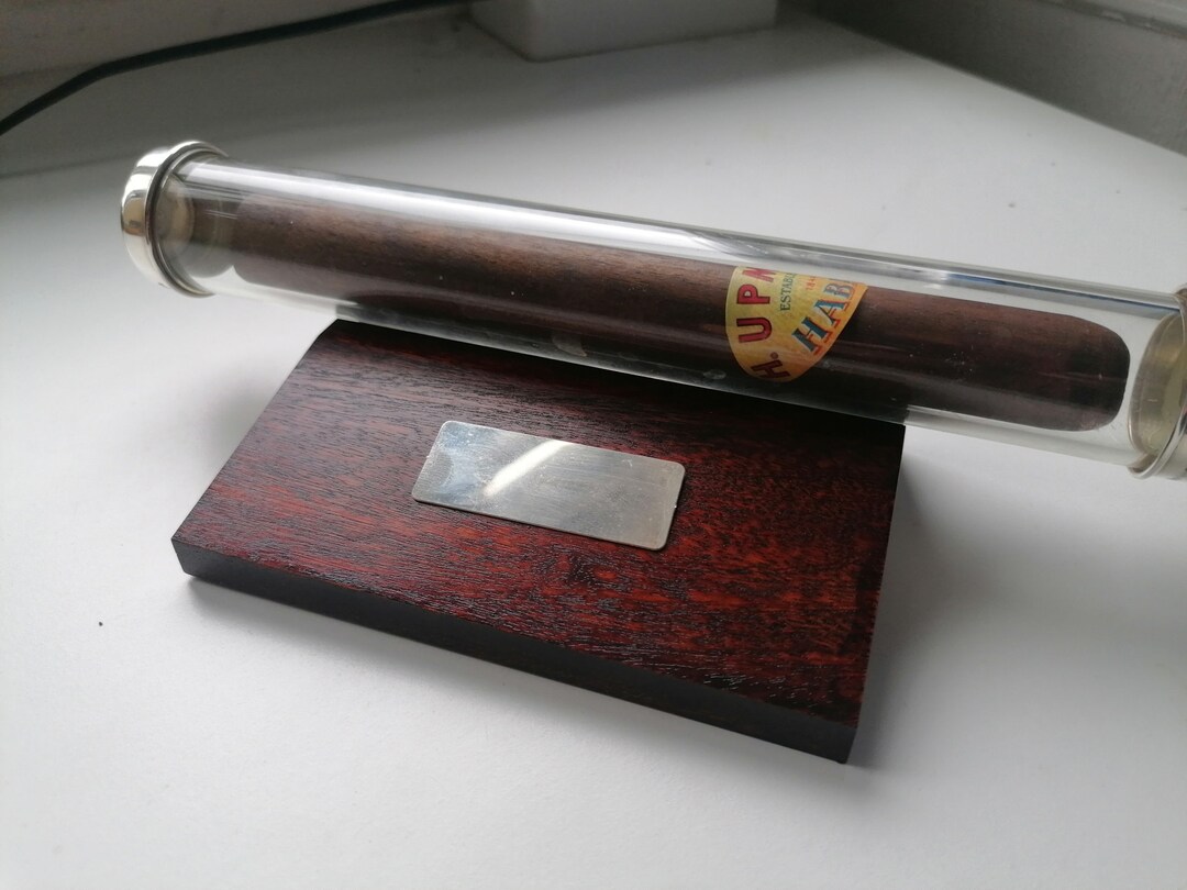 Cryatal Clear Glass Cigar Tube With Sterling Silver End Caps Etsy