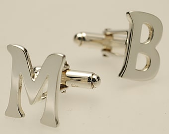 Silver Plated Initial Cufflinks