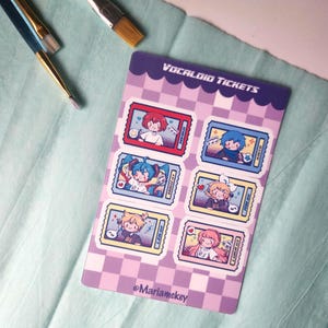 Vocaloid Tickets Stickerbogen | Vinyl Wasserdichte Aufkleber Blätter | Niedlicher Sticker