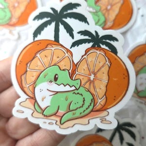 Orangen Alligator | Vinyl wasserfest Aufkleber | Niedlicher Sticker
