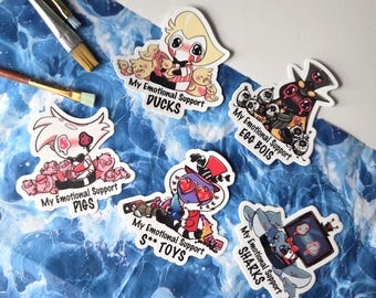 Emotional Support Sad Hazbin stickers | Vinyl Waterproof Stickers