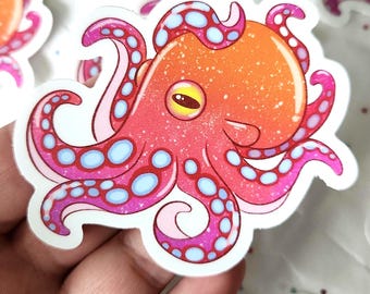 Pegatina de pulpo colorido / Pegatina de vinilo impermeable