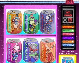 Botones metálicos/insignias de FNAF FizzyFaz de edición limitada