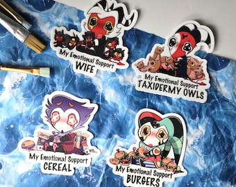 Pegatinas de apoyo emocional "Triste Helluva" / Pegatinas de vinilo impermeables