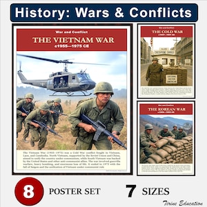 Modern Era History Classroom Posters, Wars and Conflicts, Middle and High School Social Studies or History Classroom Wall Art, World History
