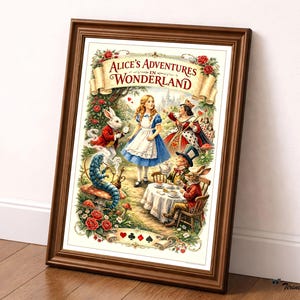 Alice's Adventures in Wonderland Poster, Victorian Storybook Art, Literary Decor (Digital Download)