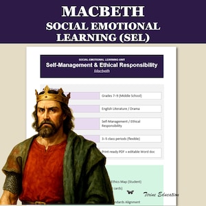 Macbeth Unit — Social Emotional Learning (SEL)  —Self management Focus — Middle School Shakespeare