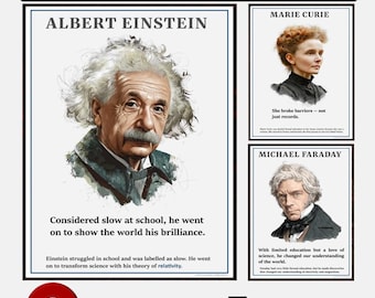 Motivational Scientists Poster Set: STEM Classroom Art (Digital Download)