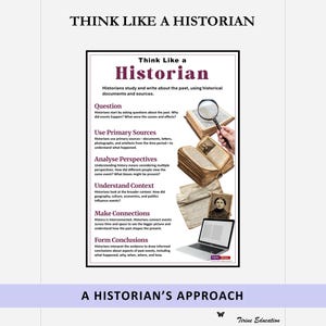 History Classroom Poster, Think Like A Historian, Educational Display Resource for Secondary Students