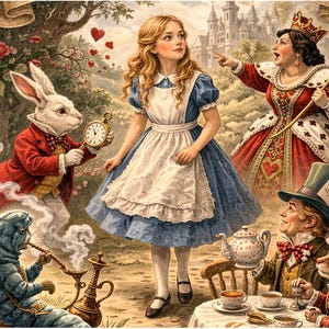 Alice in Wonderland Poster, Victorian Storybook Art, Literary Decor (Digital Download)