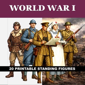 World War One Cutout Figures, World History, 20 Printable Stand-up Models, Interactive Classroom Project for Middle School Students