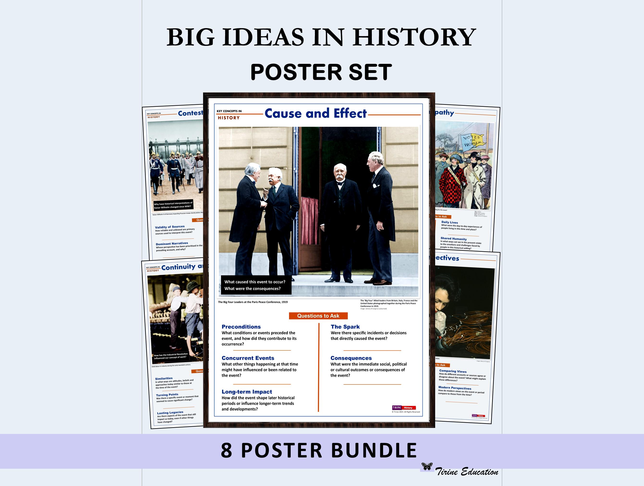 Big Ideas in History Poster Set • Key Historical Concepts for Classroom •  Cause and Effect, Continuity and Change, Significance - Etsy Norway, image size:2683x2025