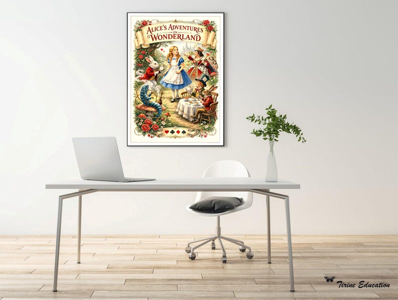 Alice's Adventures in Wonderland Poster, Victorian Storybook Art, Literary Decor (Digital Download)