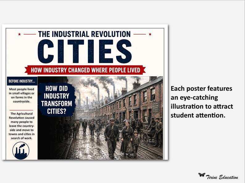 The Industrial Revolution Posters, Set of 6, History, Middle School, Classroom Display, Instant Download
