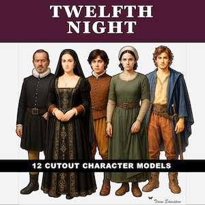 Twelfth Night Character Cutouts for Classroom Teaching, Shakespeare Printable Figures