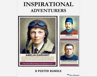 Inspirational Adventurers Poster Bundle | 8 Famous Innovators & Thinkers | Classroom Motivational Quotes