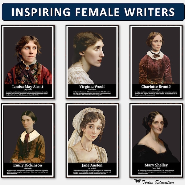 Inspirational Female Authors - Inspirational Women - English Literature Posters - Classroom Posters - Wall Art - Educational Poster Set