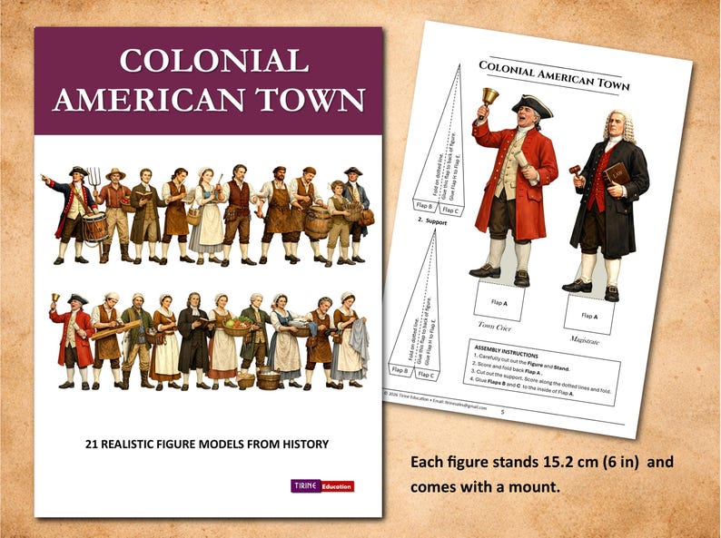 Printable Colonial American Town History Cut-outs: Standing Figures, 21 ...