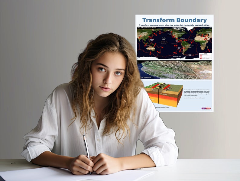 Transform Boundary Plate Tectonics Geography Poster High Etsy
