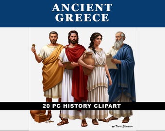 Clipart de la Antigua Grecia: Recurso didáctico de historia antigua para presentaciones de PowerPoint, hojas de trabajo, carteles y proyectos estudiantiles
