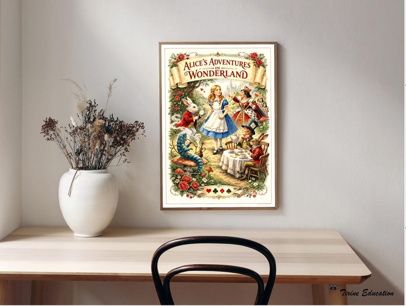 Alice's Adventures in Wonderland Poster, Victorian Storybook Art, Literary Decor (Digital Download)