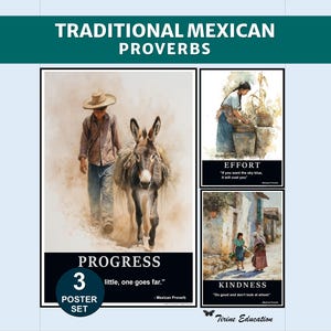 Motivational Mexican Proverb Posters, Multicultural Quotes for Positive Classroom Decor, Character Building for Middle or High School