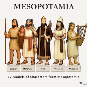 Figure di carta della Mesopotamia - Ritagli stampabili per la classe / Set diorama con sfondi e guida per l'insegnante / Età 9-14 anni, classi 4-8