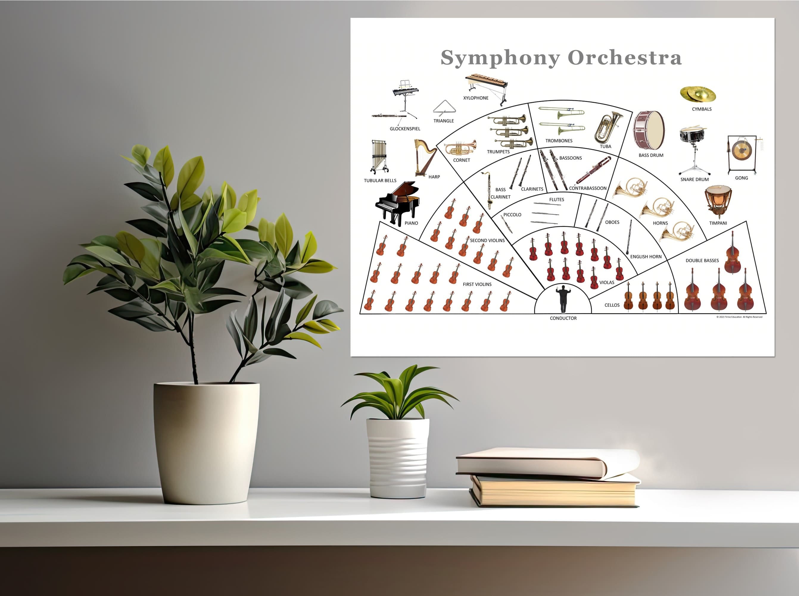 Symphony Orchestra Layout, Printable Classroom Music Poster