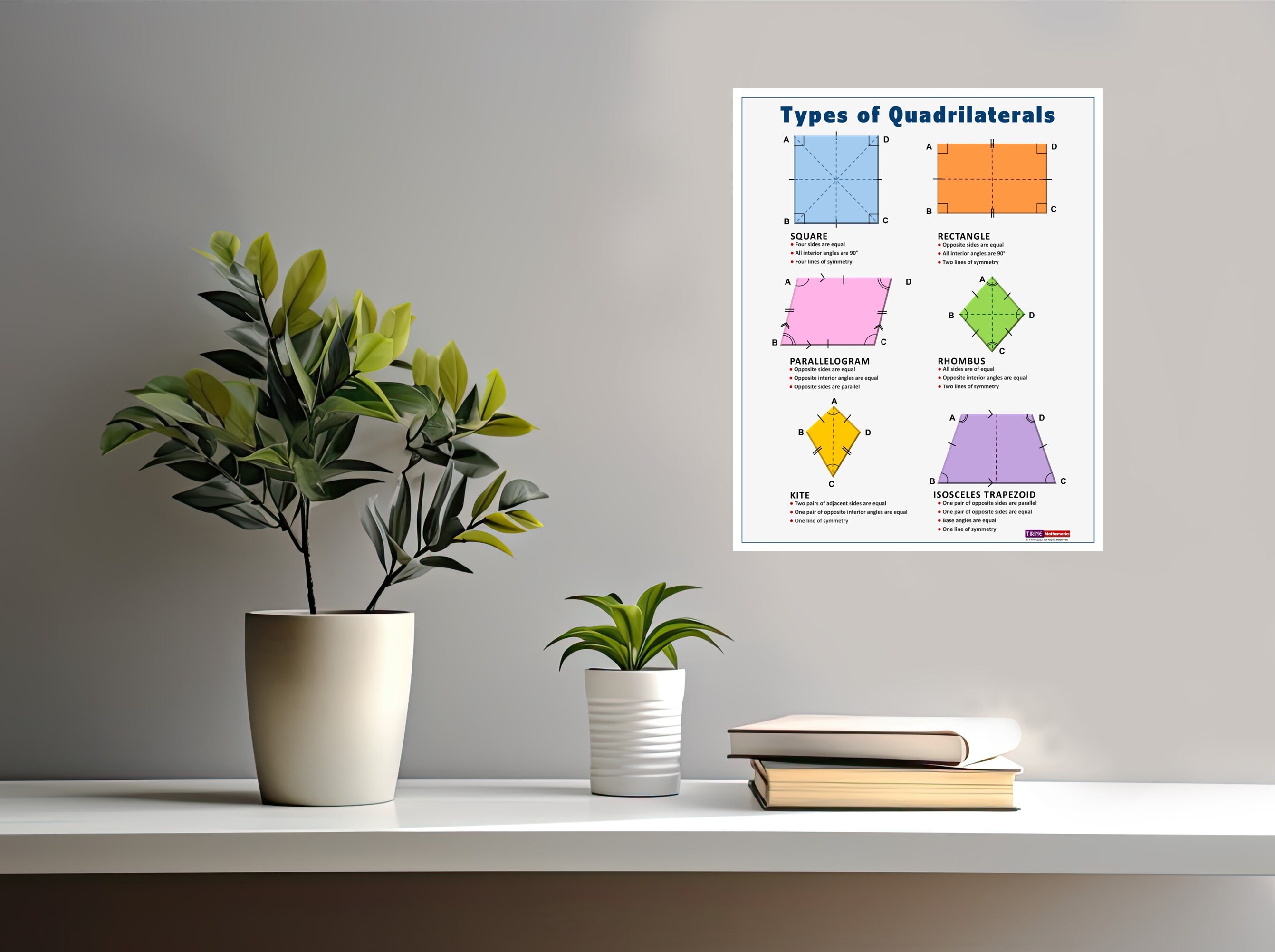 Quadrilaterals Poster Set, Math Shapes, Classroom Poster Set, Printable ...