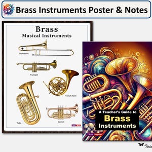 Brass Instruments, Poster plus Teacher Notes, 7 Sizes, School Music, Orchestra, Classroom poster, Music, Orchestra, Educational Wall Art