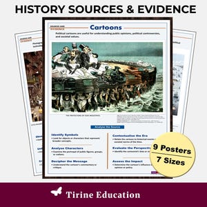 Geschichtsquellen und Beweise Poster Set, Geschichtsstudie und Forschungsfähigkeiten, Historische Quellen, Klassenzimmer Dekor für die Mittel- und Oberschule