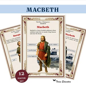 Macbeth Character Analysis Posters, English Literature, Printable Shakespeare Classroom Decor