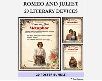 Procédés littéraires de Roméo et Juliette – 20 affiches de classe sur Shakespeare (à télécharger et à imprimer)