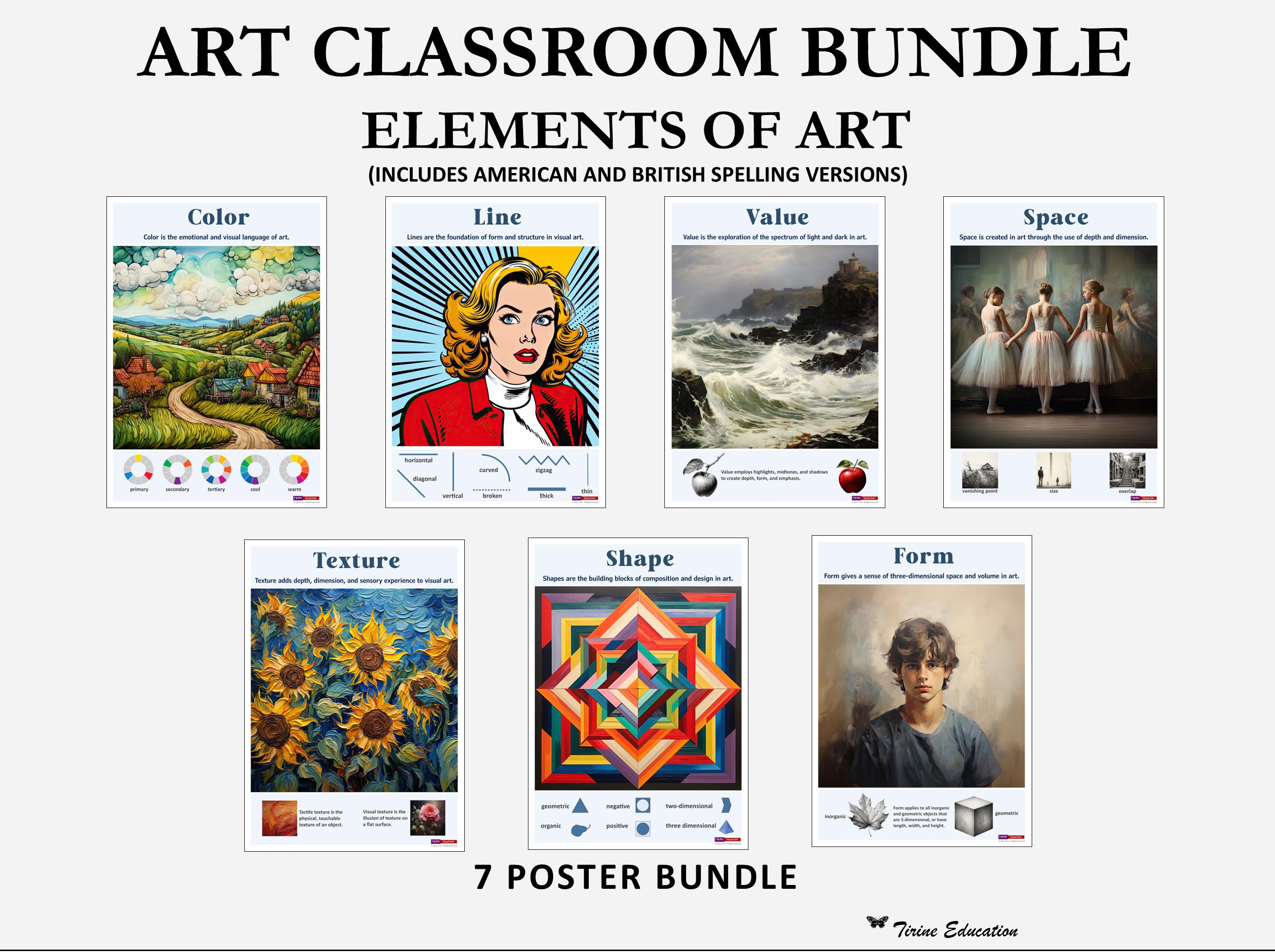 Art Classroom Poster Bundle 23 Visual Arts Posters Elements of Art ...