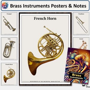 Music Posters, Printable, Digital, Brass Instruments, Teacher Notes, Symphony Orchestra, Classroom Posters, Music Room Wall Art