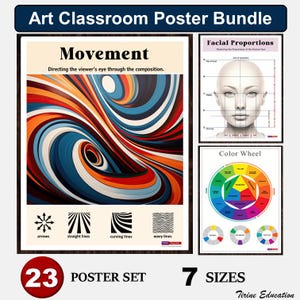 Complete Art Classroom Poster Bundle – 23 Printable Posters | Elements of Art, Principles of Design, Drawing Skills & Colour Theory
