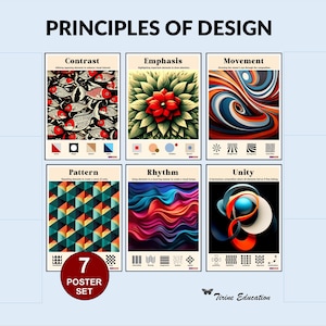 Principles of Design Posters Set: Balance, Contrast, Emphasis, Movement, Pattern, Rhythm, Unity