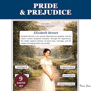 Pride and Prejudice Character Posters, English Literature, Middle and High School Classroom Decor