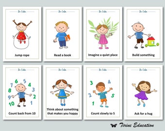 18 Calming Corner Flashcards, Calming strategies flashcards, calming down activities for kids, feelings, digital download